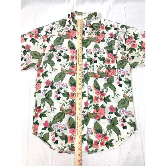 Vintage Ninon De Lenclos Floral Button Up Collared Short Sleeve Top Blouse Sz M - Picture 12 of 12